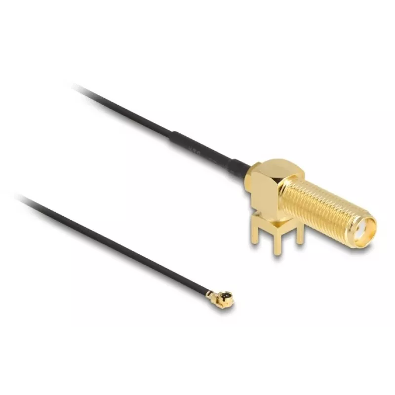 DeLOCK antenos laidas SMA 90° PCB mova koaksialinis 0,15 m I-PEX MHF1 juodas auksinis
