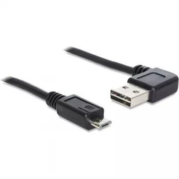 Delock Easy USB kabelis - USB (M) kairysis/dešinysis kampinis, reversinis į Micro-USB Type B (M) tiesus - USB 2.0 - 50 cm - Juoda (85163)