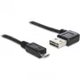 Delock Easy USB kabelis - USB (M) kairysis/dešinysis kampinis, reversinis į Micro-USB Type B (M) tiesus - USB 2.0 - 50 cm - Juoda (85163)