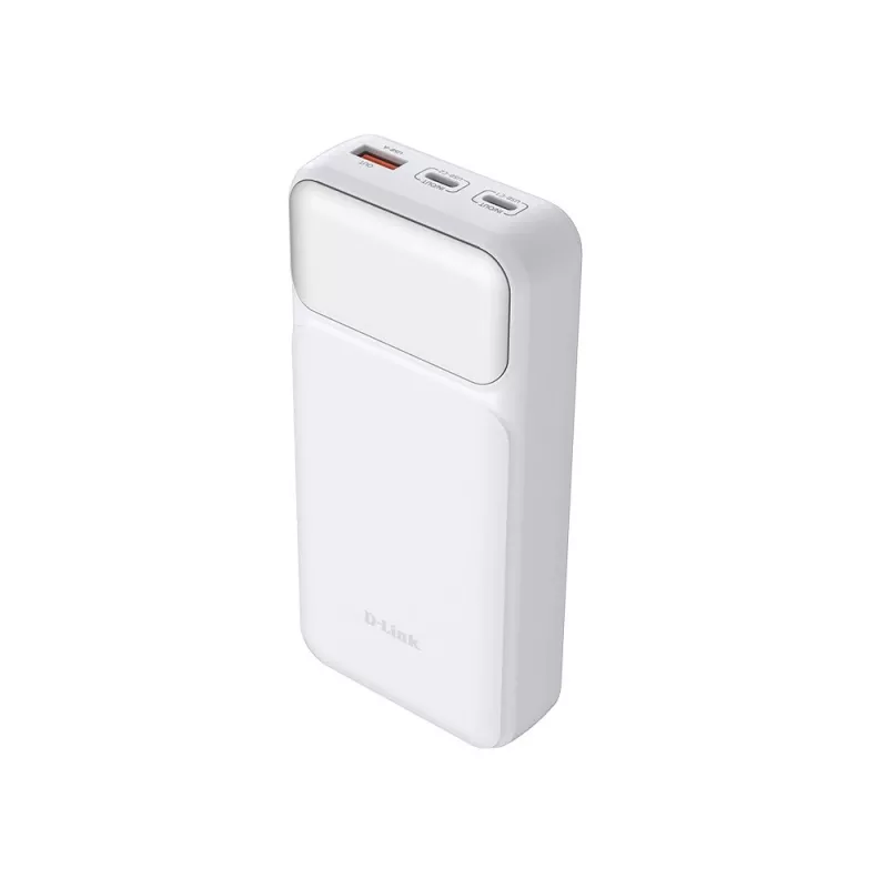 Powerbank D-Link DPP-201 — 20000 mAh, 1× USB-A, 2× USB-C, baltas