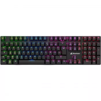 SHARKOON PureWriter RGB žaidimų klaviatūra, juoda, FR išdėstymas, Kailh Choc Low Profile Blue