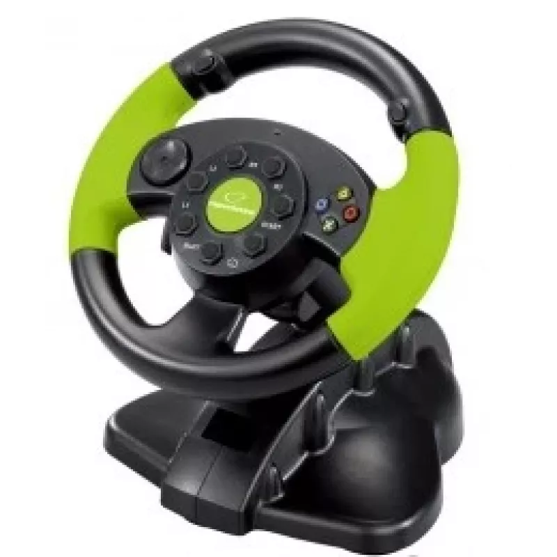 Laidinis žaidimų vairas ESPERANZA EG104, skirtas PlayStation 3 ir Xbox 360, juodas/žalias