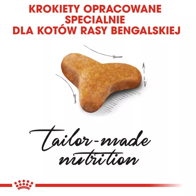 Sausas kačių ėdalas Royal Canin Bengal Adult 2 kg – paukštiena, 40% baltymų, 18% riebalų, virškinimo ir odos priežiūra
