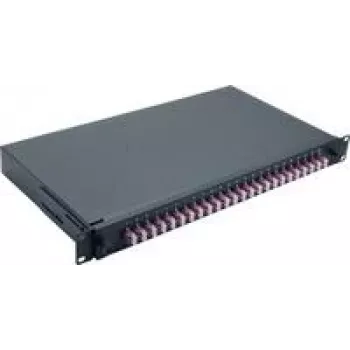 Tinklo kabelis Helos LWL 19 colių Splice Box 24 x LC Duplex OM4 iš anksto surinktas juodas
