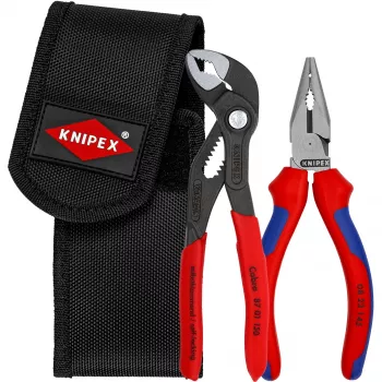 Mini replių rinkinys su diržo dėklu, KNIPEX, raudonai juodas, 2 vnt.