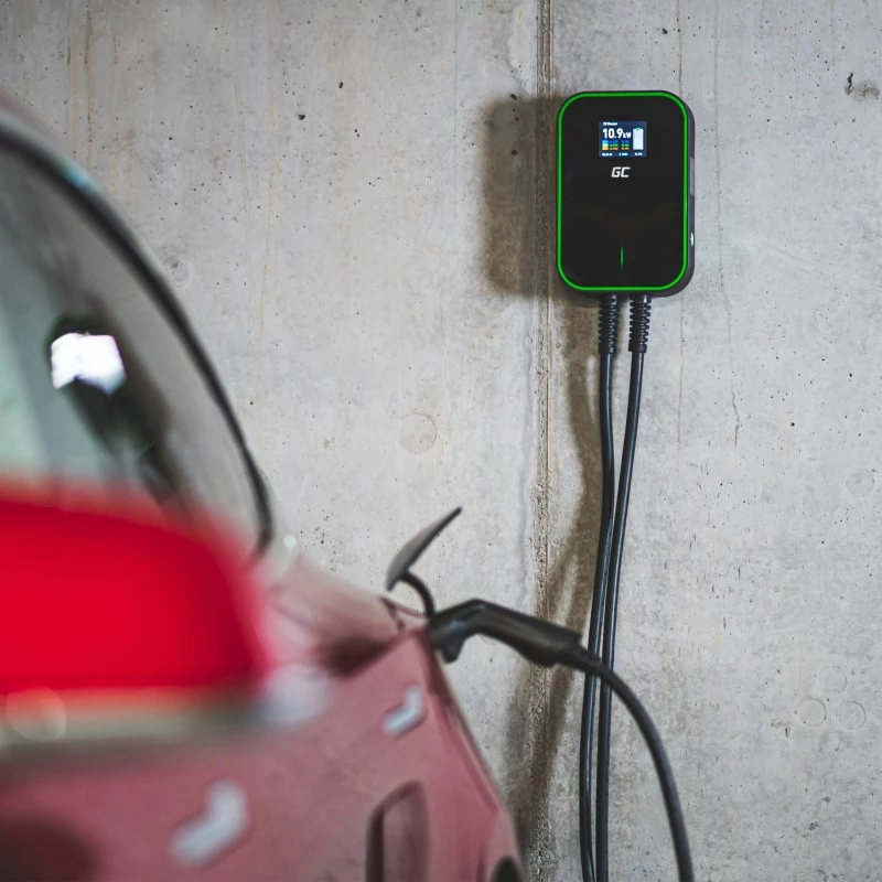 Elektrinė automobilio įkrovimo stotelė Green Cell EV14 22 kW Juodas aliuminis Sieninė