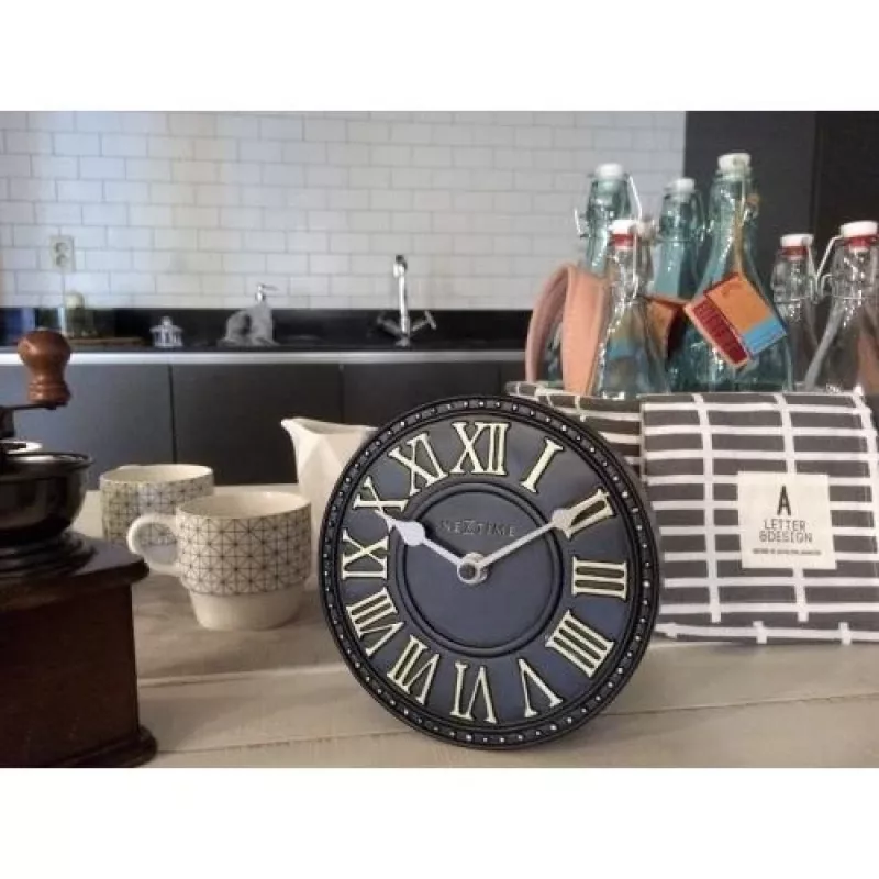 NeXtime laikrodis 5187zw London Table, Ø16 cm, sieninis, juodas/baltas
