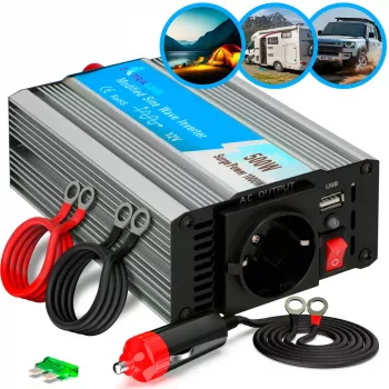 Automobilinis įtampos keitiklis Extralink OPIM-500W 12V, 500W modifikuotas sinusas, aliumininis korpusas, aktyvus aušinimas