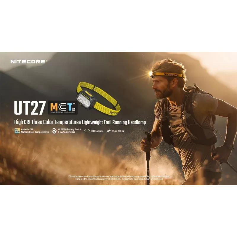 Nitecore UT27 MCT juodas, geltonas galvos žibintuvėlis LED