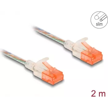 Tinklo laidas DeLOCK RJ45 Cat.6A U/UTP Slim 2m Skaidrus