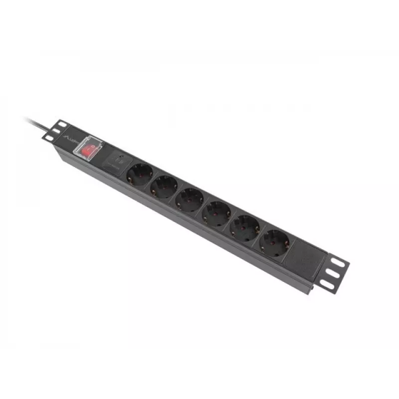 Lanberg PDU-05F-0200-BK maitinimo skirstytuvas (PDU) 5 AC lizdai 1U juodas