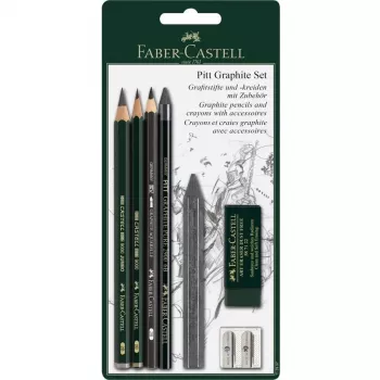 Grafito pieštukų rinkinys Faber-Castell Pitt Graphite 7 vnt. 112997 juoda, žalia, pilka