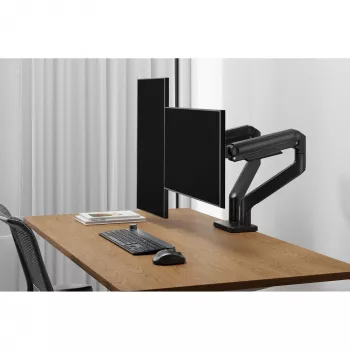 Laikiklis monitoriui DIGITUS Dvigubas monitorių laikiklis 2×45 colių ekranams, spaustuvas, 2×20 kg, VESA 75×75–100×100, pakreipimas -20–50°