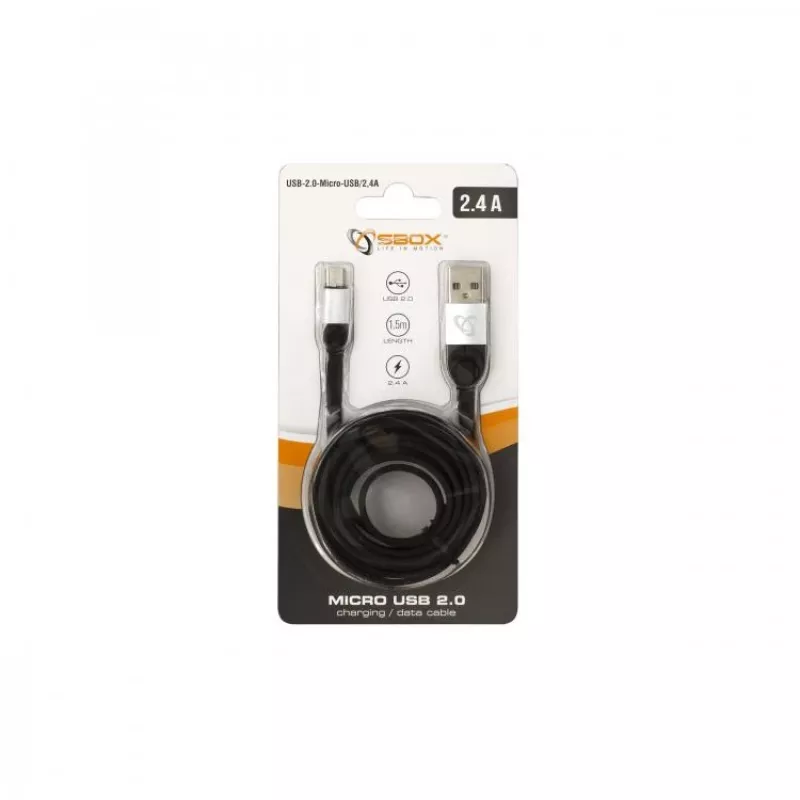 Sbox USB->Micro USB M/M 1,5m USB-MICRO-2,4A