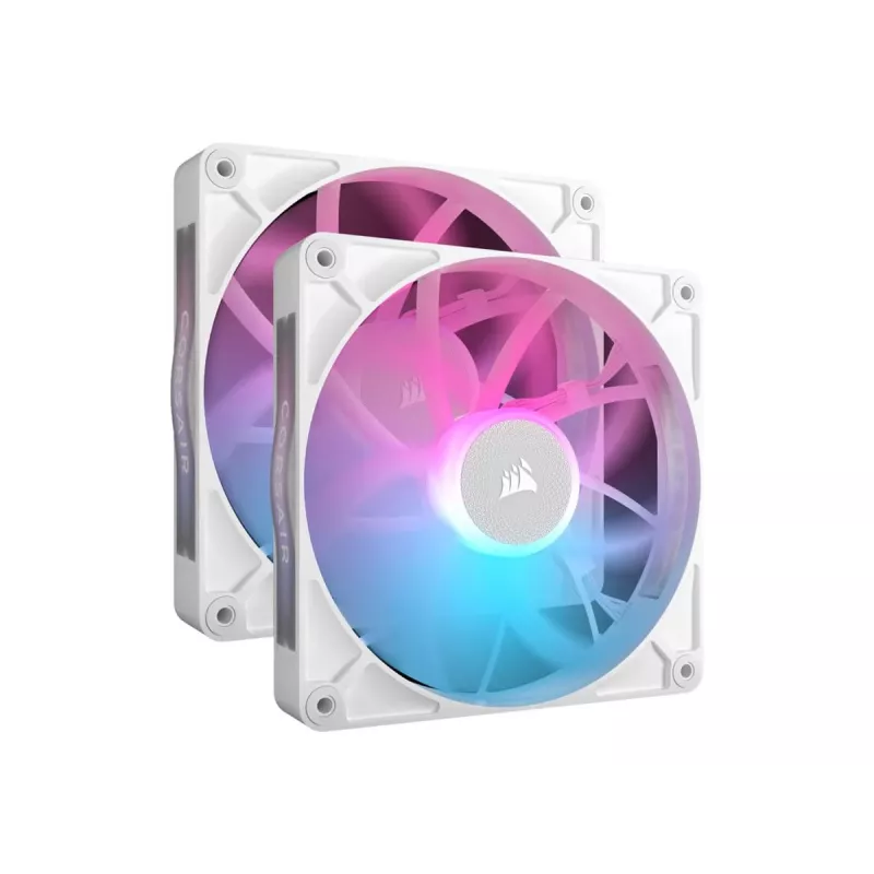 Corsair iCUE LINK RX140 RGB korpuso ventiliatorių dvigubas pradinis rinkinys, PWM, 140 mm, 2 vnt., baltas
