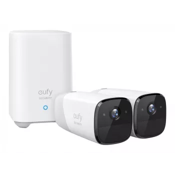 Eufy Security eufyCam 2 Pro belaidė namų apsaugos kamerų sistema, 365 dienų baterijos veikimas, HomeKit suderinamumas, 2K raiška, IP67 atspari oro sąlygoms, naktinis matymas, 2 kamerų rinkinys, be mėnesinio mokesčio