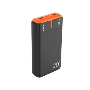 Nešiojamas įkroviklis TRACER EnerGen 20000 mAh, Power Delivery 20W, USB-C įėjimas, 2×USB-A išėjimai, 3 įrenginių palaikymas, oranžinė