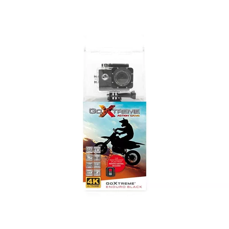 Easypix GoXtreme Enduro Black - veiksmo kamera - montuojama - 4K / 30 kadrų per sekundę - 8 MP - Wi-Fi - atspari vandeniui iki 30 m - Juoda