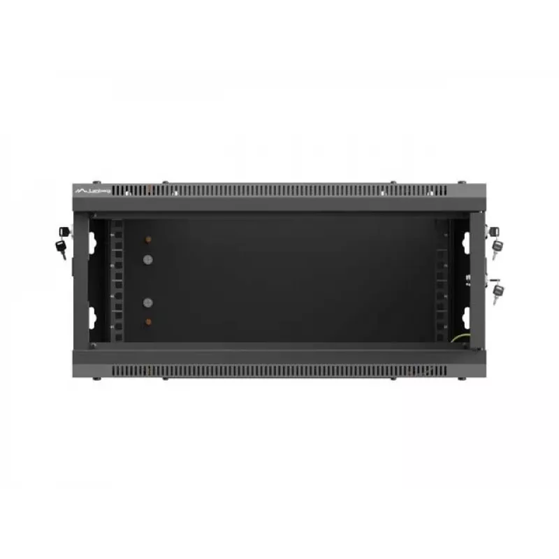 Sieninis 19 colių stovo korpusas LANBERG 4U 600x450 mm juodas su metalinėmis durelėmis