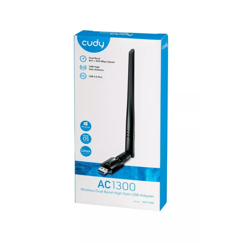 Belaidis USB adapteris Cudy WU1400 Wi‑Fi 5 867 Mbit/s dviejų juostų