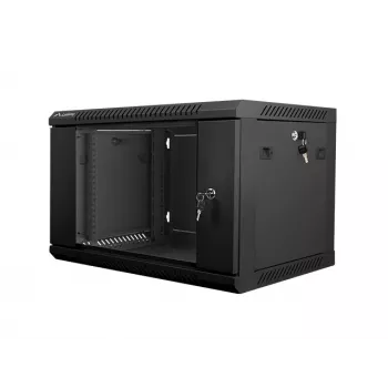 Sieninis stovas LANBERG WF01-6406-10B, 6U, 19 colių, 600×374×450 mm, juodos spalvos, 60 kg