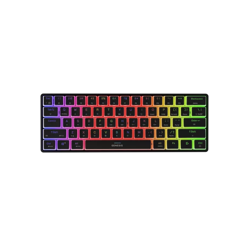 Žaidimų klaviatūra GENESIS THOR 660 G2 US juoda belaidė mechaninė RGB Gateron Brown