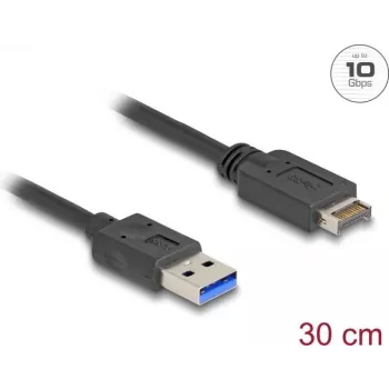 DeLOCK USB 3.2 Gen 2 laidas 10 Gbps, Type-E Key A 20 kontaktų (vidinis) → Type-A (išorinis), 30 cm