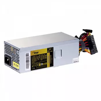 Akyga AK-T1-250 250 W TFX maitinimo blokas, 80 PLUS Gold, aktyvusis PFC, 80 mm ventiliatorius, pilkas