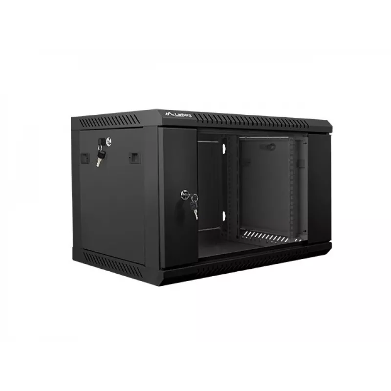 Sieninis stovas LANBERG WF01-6406-10B, 6U, 19 colių, 600×374×450 mm, juodos spalvos, 60 kg