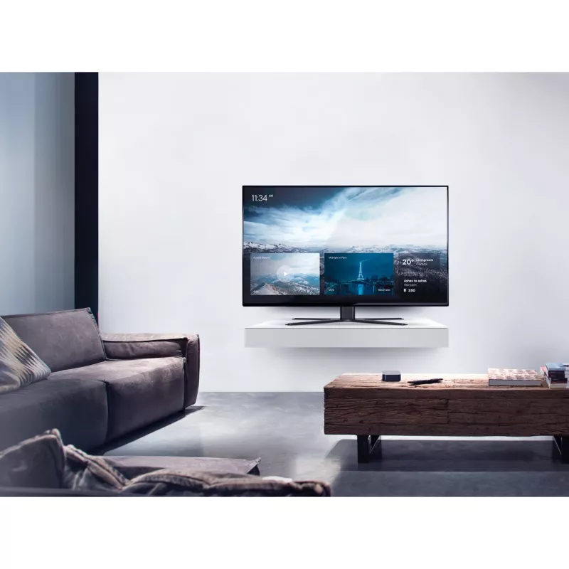 One For All Base TV Holder SOLID stovas televizoriui – tinka 32–65 colių LCD/LED/Plasma/OLED/QLED televizoriams – pasukamas (90°), pakreipiamas (15°) – reguliuojamas aukštis – VESA 60