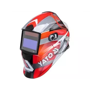 Suvirinimo šalmas YATO YT-73921 su automatiniu tamsėjimu, atspalvis 9–13, polikarbonato korpusas, matymo laukas 4,3×9,8 cm, baterija 3V