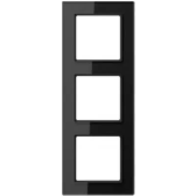 Sieninis valdymo skydelis JUNG AC 583 GL SW Black — stiklinis, bevaržtis dizainas, 84×226 mm