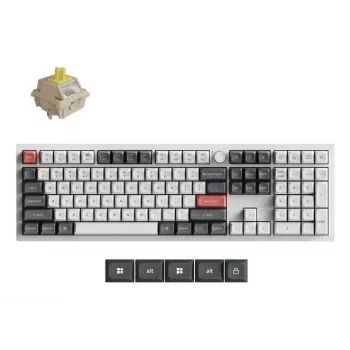 Mechaninė klaviatūra Keychron Q6 Ultra 8K — pilno dydžio 100%, USB + RF belaidis + Bluetooth, RGB, balta