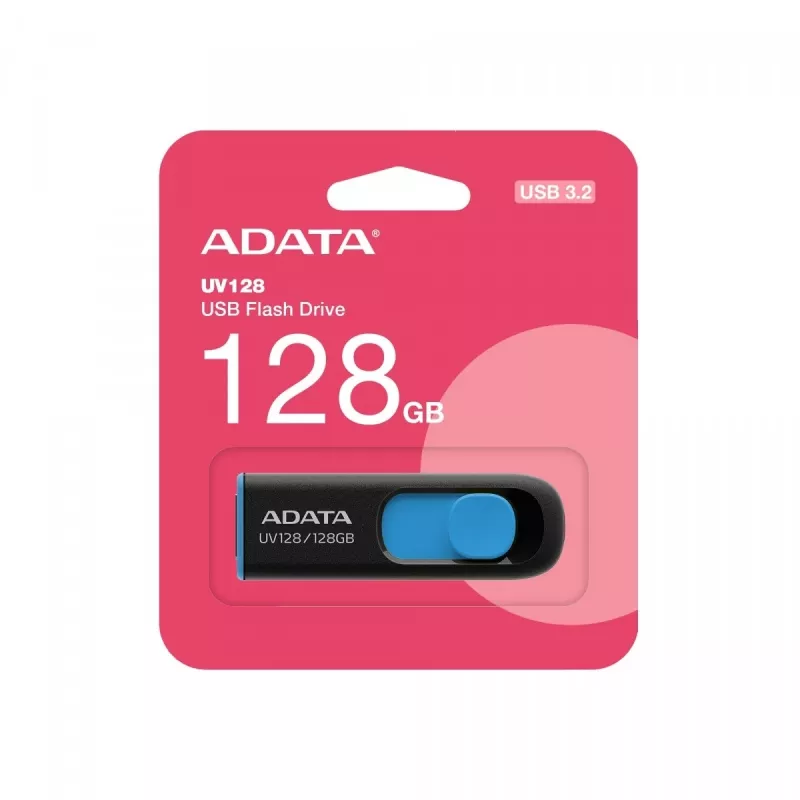 ADATA DashDrive UV128 128GB USB atmintukas USB Type-A 3.2 Gen 1 (3.1 Gen 1) Juodas, Mėlynas