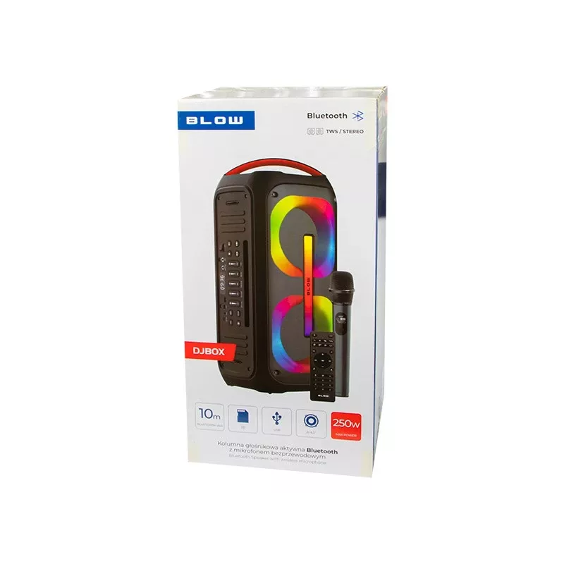 Nešiojamas mono Bluetooth garsiakalbis BLOW 30-392# – 6000 mAh baterija, 6,5 W RMS, Bluetooth 5.0, MicroSD, AUX, Micro-USB, 2 garsiakalbiai, juodas