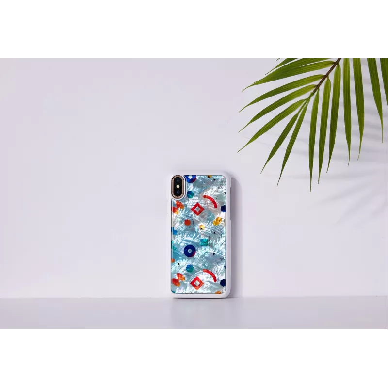 Mobilaus telefono dėklas iKins, skirtas iPhone XS / iPhone X S – baltas „poppin rock“ apsauginis užpakalinis dangtelis