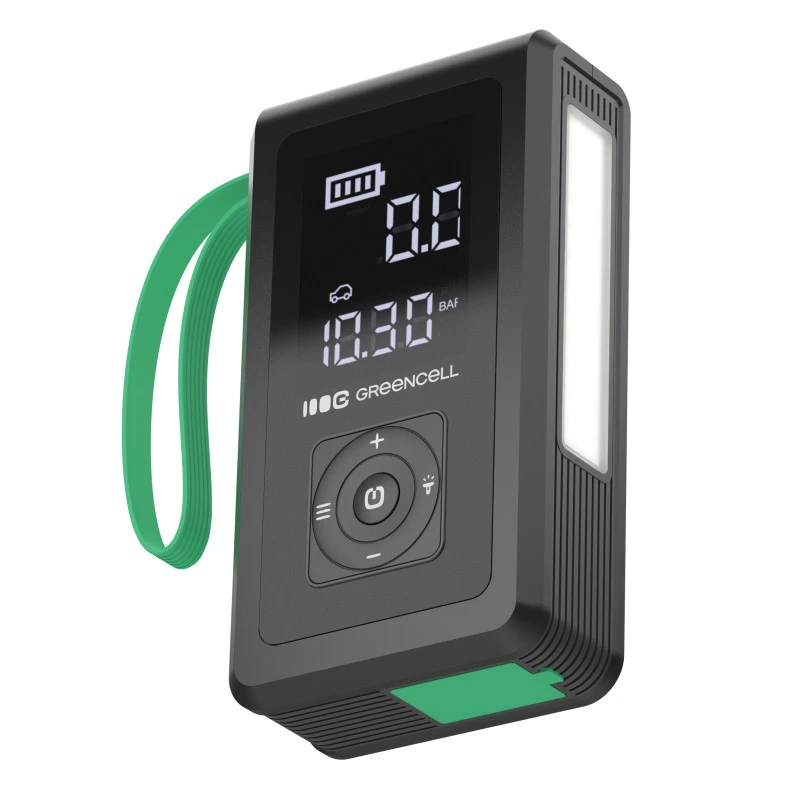 Power bank Green Cell CJSGC03 8000 mAh Li‑Ion, OLED ekranas, USB‑C ir USB‑A, 500 mA išėjimas, įmontuotas žibintuvėlis