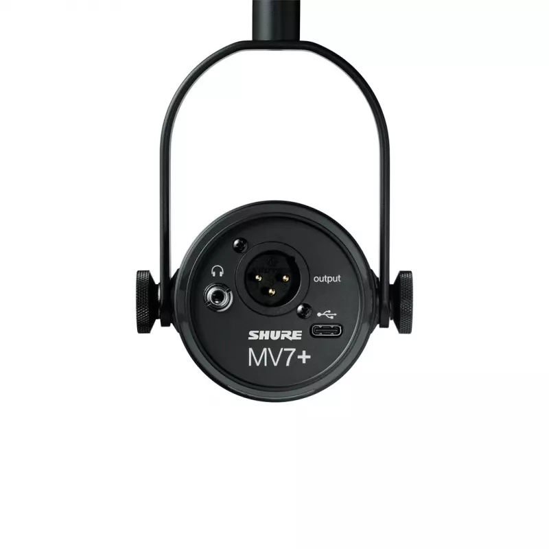Shure MV7+-K - Paskaitų ir vokalų mikrofonas su XLR/USB-C jungtimi, juodas