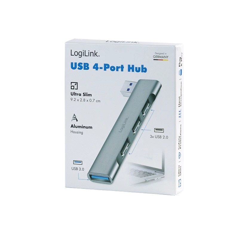 LogiLink USB 3.2 Gen1 4 prievadų USB-A šakotuvas 1x USB 3.0 AF, 3x USB 2.0 AF UA0436