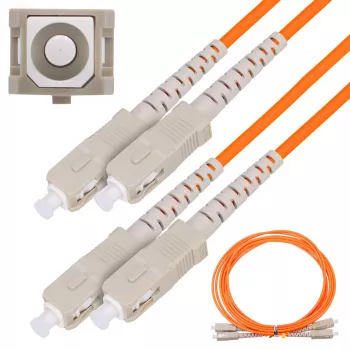 Skaidulinis optinis kabelis Extralink EX.3692 — FTTH OM2 SC-SC, 1 m, pilnas dupleksas, raudonas