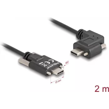 DeLOCK USB 2.0 kabelis USB Type-C vyriškas į USB Type-C vyriškas kampuotas kairėn/dešinėn PD 3.0 60W 2m