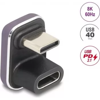 USB-C adapteris DELOCK 60737 180° 40 Gbps 240 W – stačiakampis greitų duomenų ir maitinimo adapteris