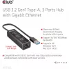 USB 3.2 Gen1 3 prievadų USB-A šakotuvas su Gigabit Ethernet – CLUB3D CSV-1430a