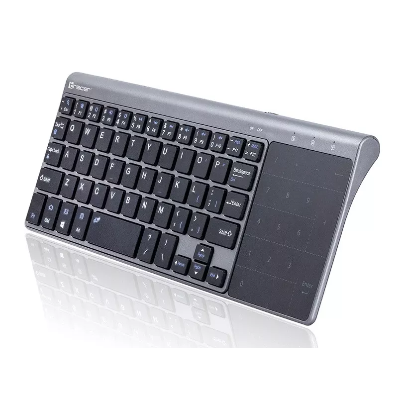 Belaidė RF pilno dydžio klaviatūra TRACER TRAKLA46934, QWERTY anglų, 2.4 GHz Nano imtuvas, membraninė, juoda/pilka