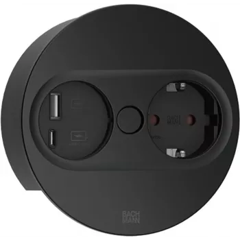 Įleidžiamas kištukinis lizdas su USB A ir USB C Bachmann 946.204 nerūdijantis plienas