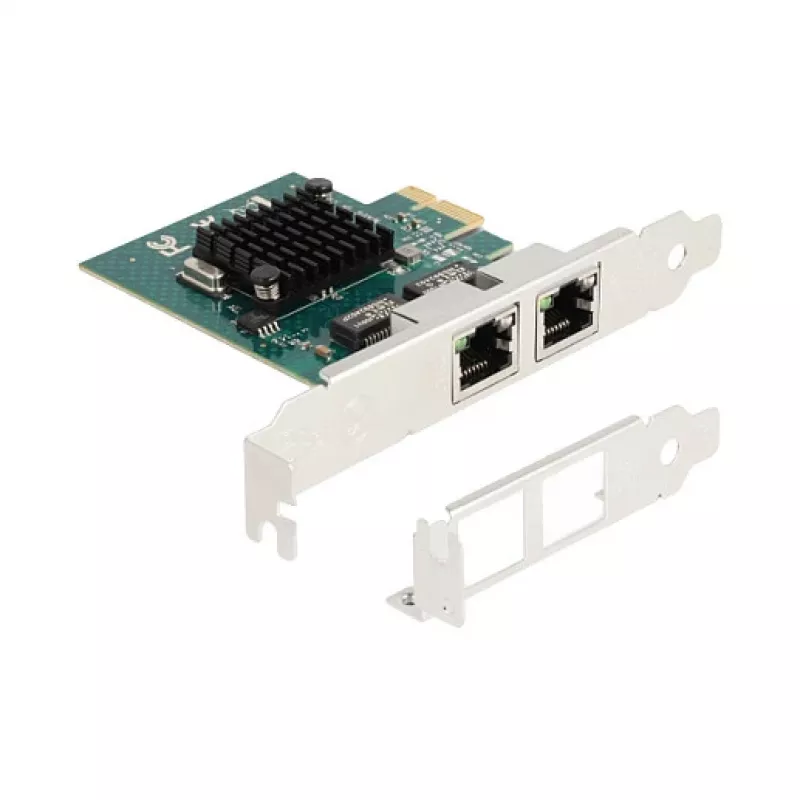 DeLOCK PCI Express x1 kortelė su 2 x RJ45 Gigabit LAN BCM pilka
