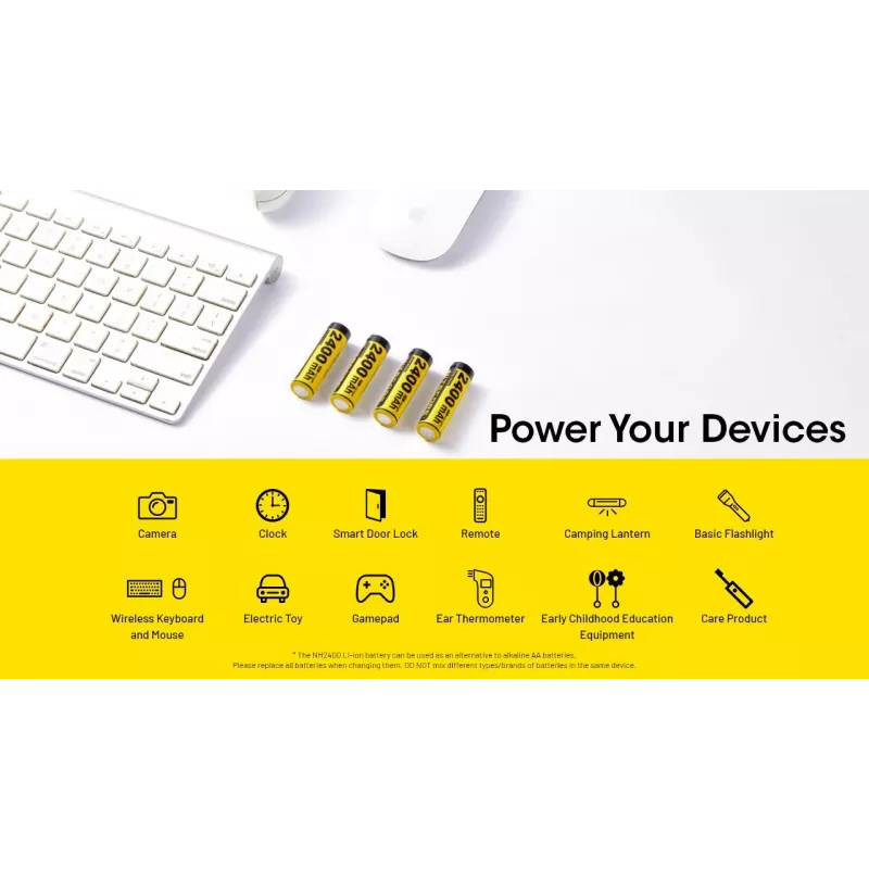 Įkraunamas ličio jonų AA 1,5V akumuliatorių rinkinys Nitecore NH2400 2400mAh – 4 vnt.