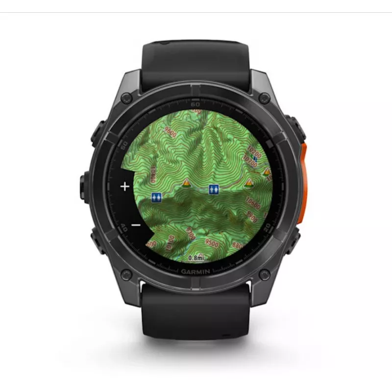 Išmanusis laikrodis GARMIN Fenix 8 – titano korpusas 51 mm, AMOLED 1,4 colio, GPS, 32 GB, 10 ATM, silikoninis dirželis