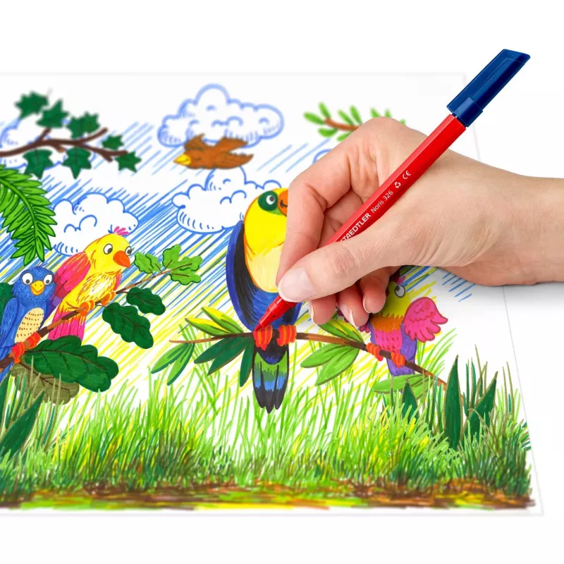 Finelinerio rašikliai Staedtler 326 C10 E1, itin plonas 1 mm antgalis, įvairių spalvų, 10 vnt. pakuotė