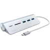 Satechi Type-C aliuminio USB centras ir kortelių skaitytuvas, sidabrinis, ST-TCHCRS